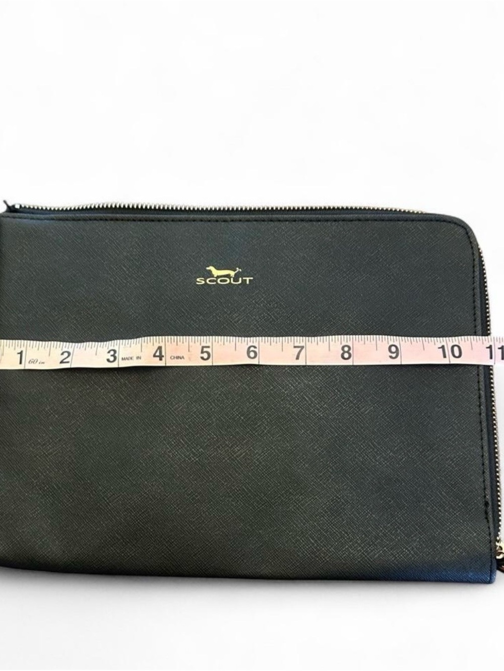 Scout Black Textured Zip-Around file Pouch with Gold Logo